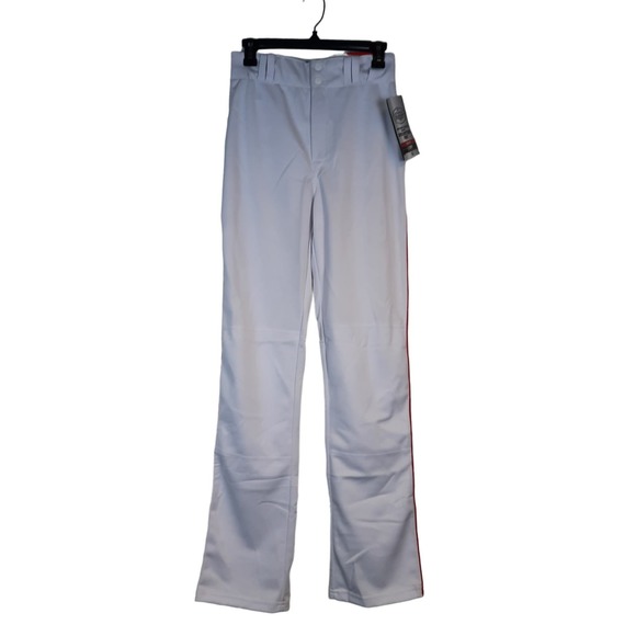 LOUISVILLE SLUGGER RELAX FIT X DRY OPEN BOTTOM MEN'S WHITE BASEBALL PANTS SMALL - Picture 1 of 9